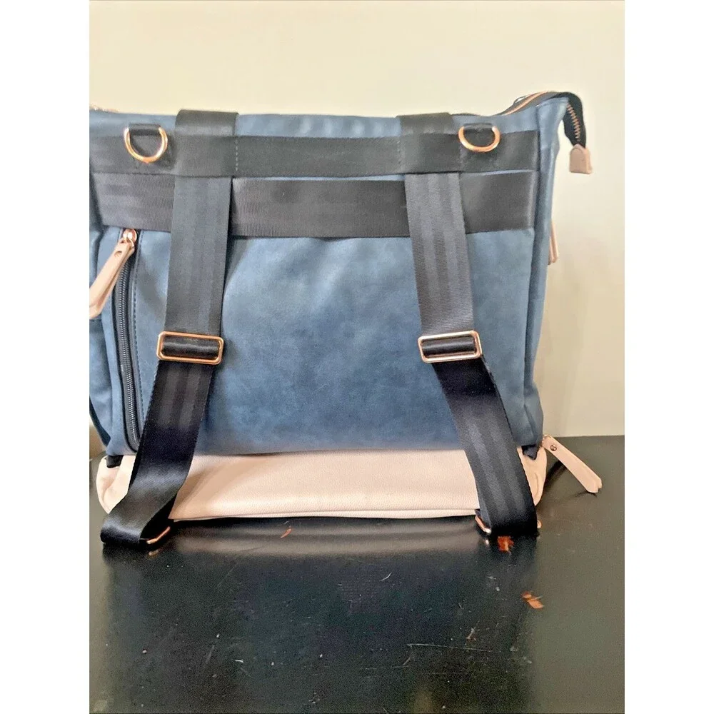 Petunia Pickle Bottom Backpack Diaper Bag Navy Blush Rose Gold